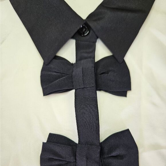 Kate Spade Bow Placket 100% Silk Long Sleeve Go Fly a Kite Collared Blouse Top S - Picture 6 of 9